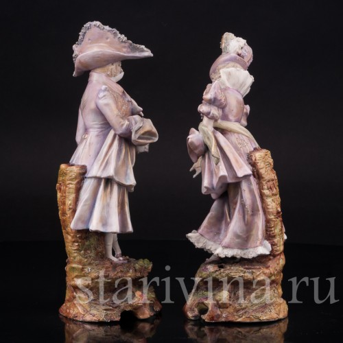 Парные фарфоровые статуэтки Галантная пара, Galluba & Hofmann, Германия, 1895-1937 гг.