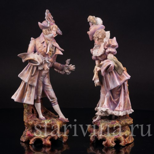 Парные фарфоровые статуэтки Галантная пара, Galluba & Hofmann, Германия, 1895-1937 гг.