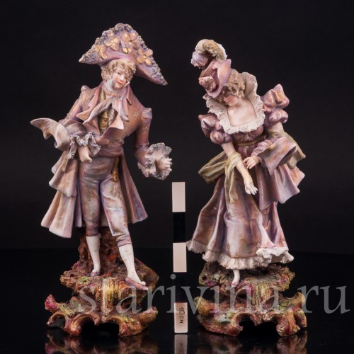 Парные фарфоровые статуэтки Галантная пара, Galluba & Hofmann, Германия, 1895-1937 гг.