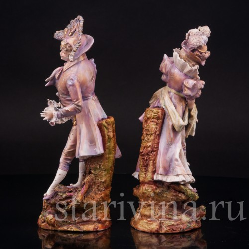 Парные фарфоровые статуэтки Галантная пара, Galluba & Hofmann, Германия, 1895-1937 гг.