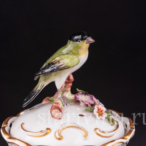 Декоративная фарфоровая Ваза с птичкой, Volkstedt, Германия, 19 в.