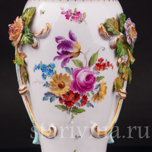 Декоративная фарфоровая Ваза с птичкой, Volkstedt, Германия, 19 в.