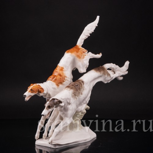 Фарфоровая статуэтка собак Бегущие борзые, Hutschenreuther, Германия, 1970 гг.