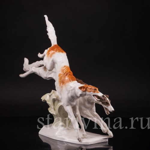Фарфоровая статуэтка собак Бегущие борзые, Hutschenreuther, Германия, 1970 гг.