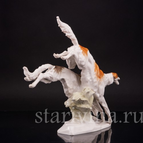 Фарфоровая статуэтка собак Бегущие борзые, Hutschenreuther, Германия, 1970 гг.