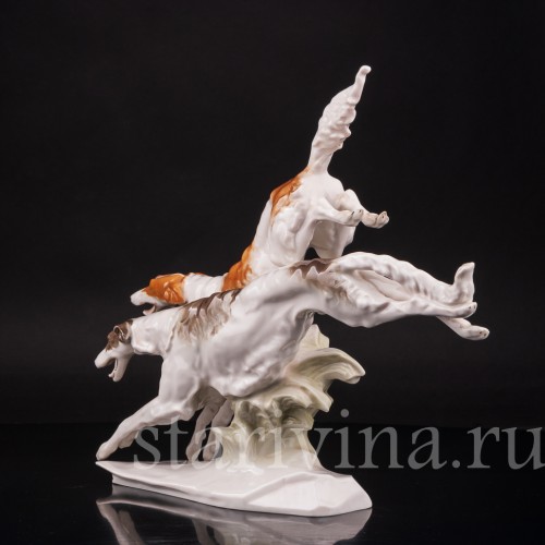 Фарфоровая статуэтка собак Бегущие борзые, Hutschenreuther, Германия, 1970 гг.