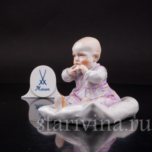 Фарфоровая статуэтка Малыш на подушке, Meissen, Германия, 1988 г.