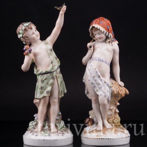 Статуэтка из фарфора Аллегория осени, малыш с серпом, Dressel, Kister & Co, Германия, нач. 20 века.