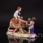 Фарфоровая статуэтка Путти, играющие с козлом Ernst Bohne Sohne, Германия, нач. 20 века.