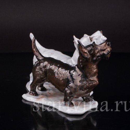 Фарфоровая статуэтка собак Два скотч терьера, Rosenthal, Германия, 1935 год.