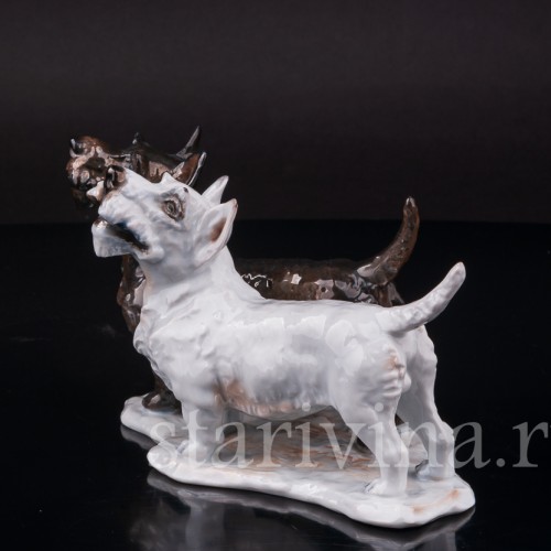 Фарфоровая статуэтка собак Два скотч терьера, Rosenthal, Германия, 1935 год.