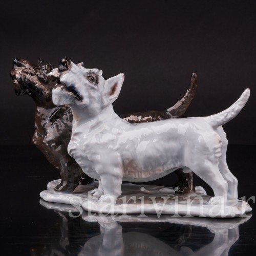 Фарфоровая статуэтка собак Два скотч терьера, Rosenthal, Германия, 1935 год.