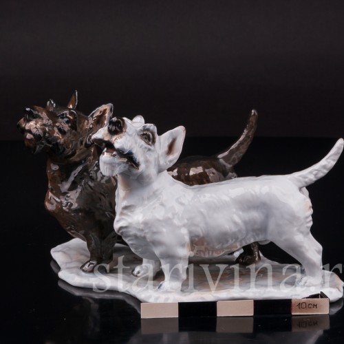 Фарфоровая статуэтка собак Два скотч терьера, Rosenthal, Германия, 1935 год.