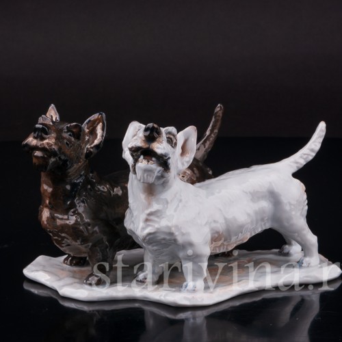 Фарфоровая статуэтка собак Два скотч терьера, Rosenthal, Германия, 1935 год.