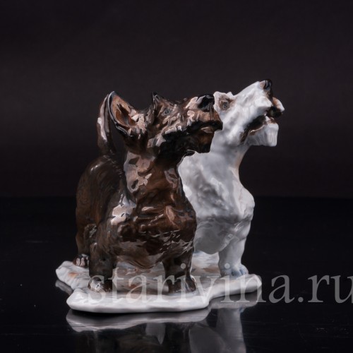 Фарфоровая статуэтка собак Два скотч терьера, Rosenthal, Германия, 1935 год.