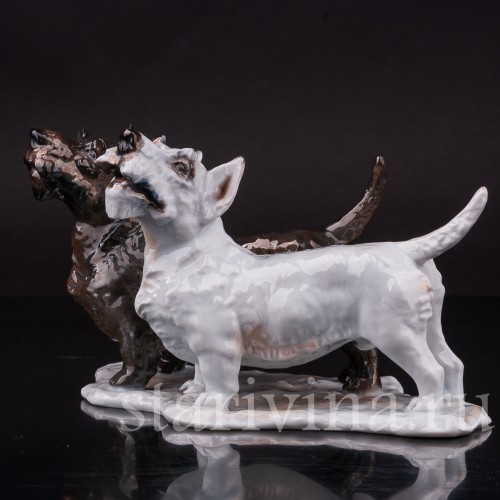 Фарфоровая статуэтка собак Два скотч терьера, Rosenthal, Германия, 1935 год.