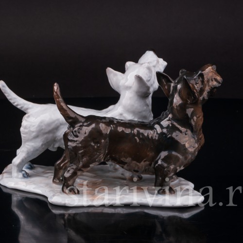 Фарфоровая статуэтка собак Два скотч терьера, Rosenthal, Германия, 1935 год.