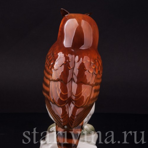 Фарфоровая статуэтка птицы Ушастая сова Hutschenreuther, Германия, 1970 гг.