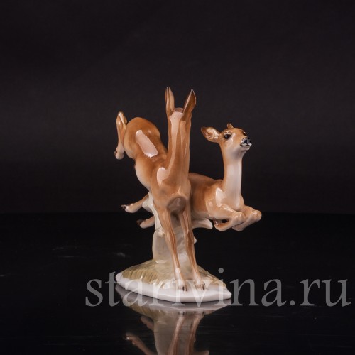 Статуэтка из фарфора Две лани, Hutschenreuther, Германия, 1938-55 гг.