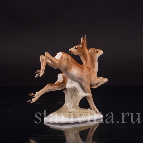 Статуэтка из фарфора Две лани, Hutschenreuther, Германия, 1938-55 гг.