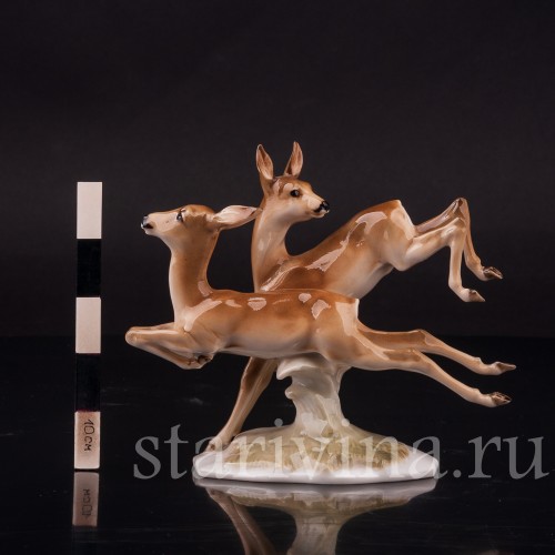 Статуэтка из фарфора Две лани, Hutschenreuther, Германия, 1938-55 гг.