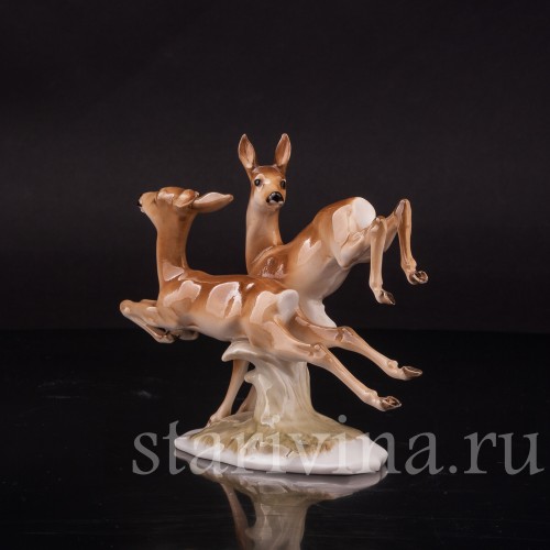 Статуэтка из фарфора Две лани, Hutschenreuther, Германия, 1938-55 гг.