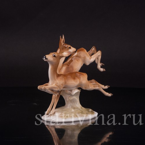 Статуэтка из фарфора Две лани, Hutschenreuther, Германия, 1938-55 гг.