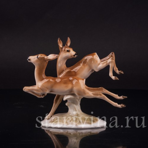 Статуэтка из фарфора Две лани, Hutschenreuther, Германия, 1938-55 гг.
