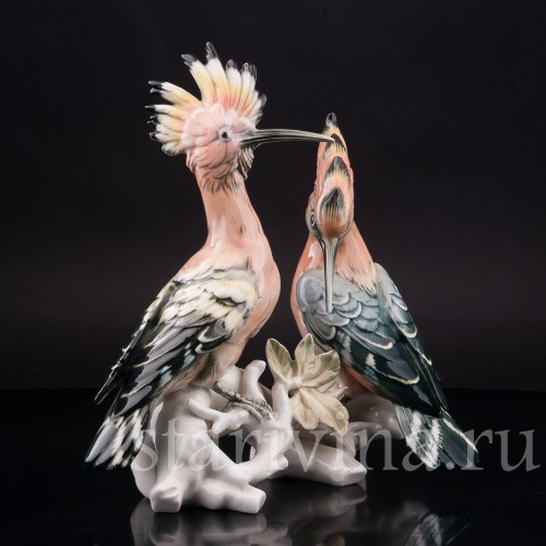 Фарфоровая статуэтка птиц Два удода, Karl Ens, Германия, 1920-30 гг.