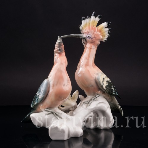 Фарфоровая статуэтка птиц Два удода, Karl Ens, Германия, 1920-30 гг.