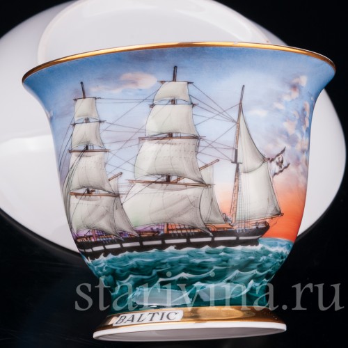 Чайная пара Барк Baltic, капитанская чашка, August Warnecke, Германия, вт. пол. 20 в.