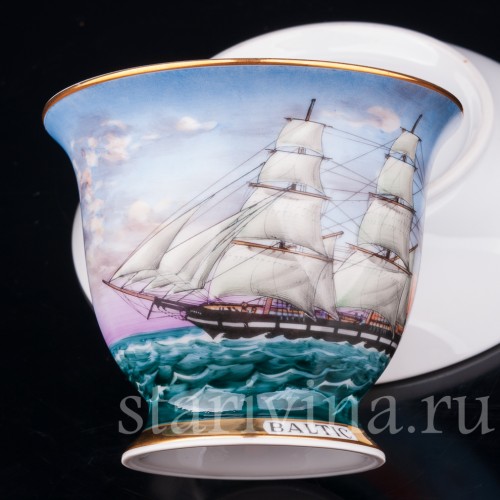 Чайная пара Барк Baltic, капитанская чашка, August Warnecke, Германия, вт. пол. 20 в.