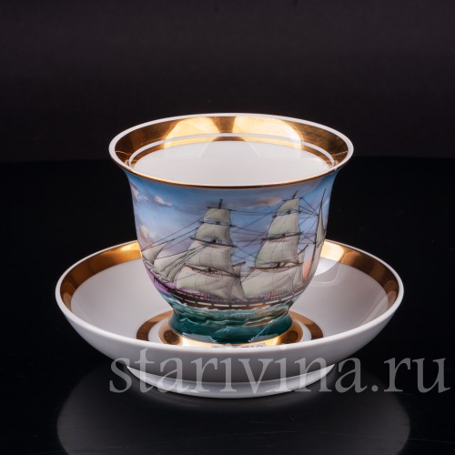 Чайная пара Барк Baltic, капитанская чашка, August Warnecke, Германия, вт. пол. 20 в.