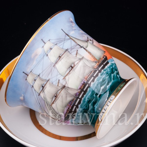 Чайная пара Барк Baltic, капитанская чашка, August Warnecke, Германия, вт. пол. 20 в.