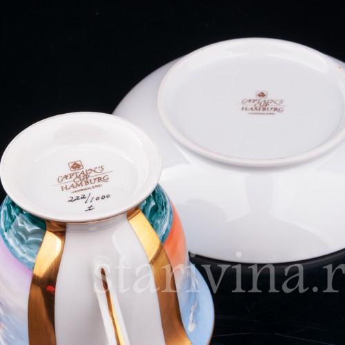 Чайная пара Барк Baltic, капитанская чашка, August Warnecke, Германия, вт. пол. 20 в.