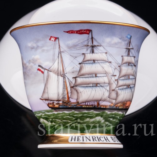 Чайная пара Барк Heinrich Bötel, капитанская чашка, August Warnecke, Германия, вт. пол. 20 в.