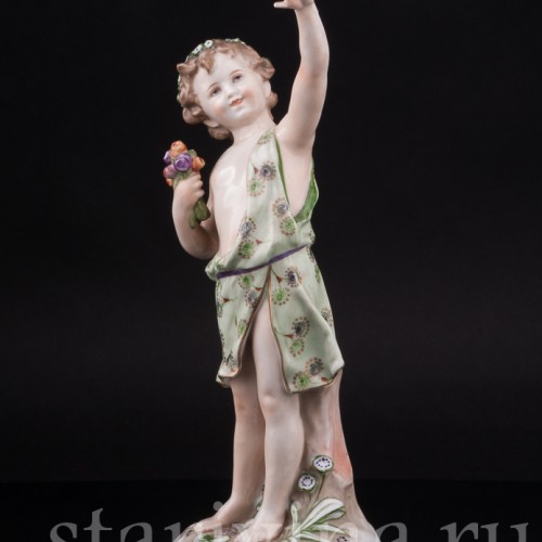 Фарфоровая статуэтка Аллегория весны, малыш с бабочкой, Dressel, Kister & Co, Германия, нач. 20 в.