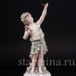 Фарфоровая статуэтка Аллегория весны, малыш с бабочкой, Dressel, Kister & Cie, Германия, нач. 20 в.