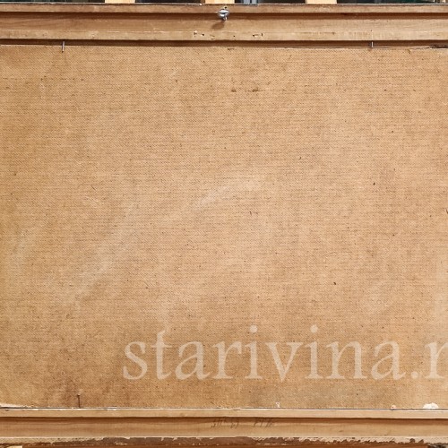 Картина маслом на оргалите Сельская идилия на берегу озера, Германия, 1946 г.