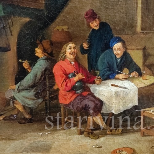 Картина маслом на холсте Мужчины в гостиной, Голландия, перв.пол. 20 в.