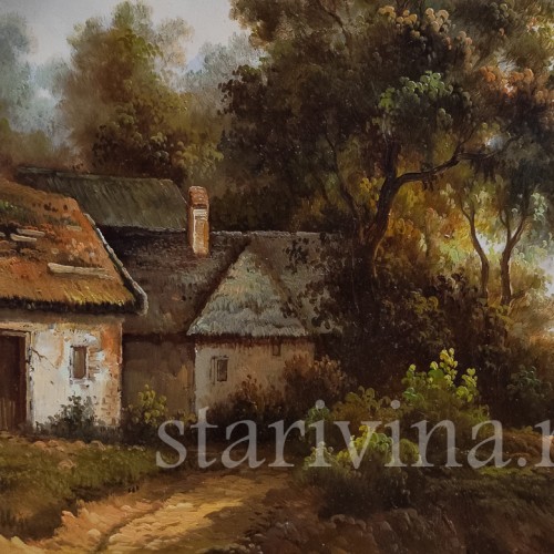 Картина маслом на доске Пейзаж с сельской дорогой, Германия, вт. пол. 20 в.