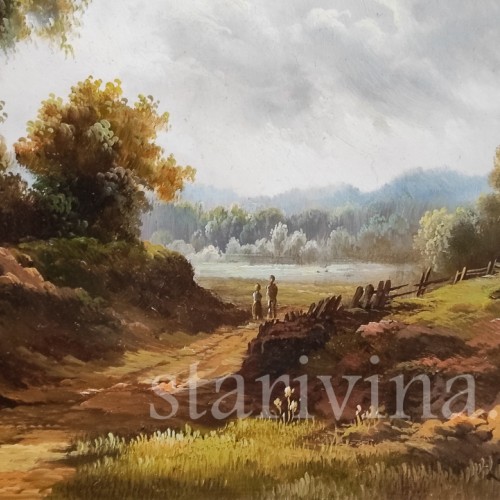 Картина маслом на доске Пейзаж с сельской дорогой, Германия, вт. пол. 20 в.