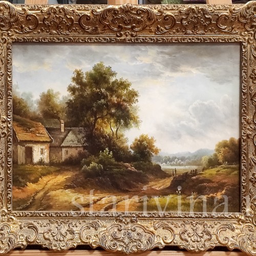 Картина маслом на доске Пейзаж с сельской дорогой, Германия, вт. пол. 20 в.