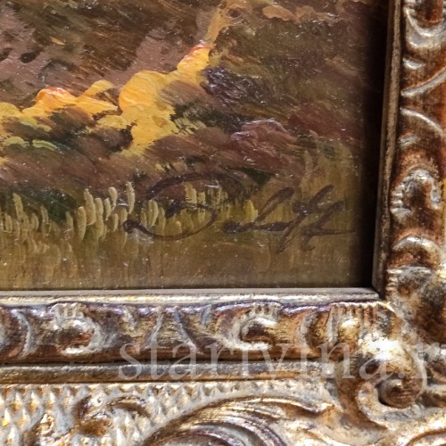 Картина маслом на доске Пейзаж с сельской дорогой, Германия, вт. пол. 20 в.