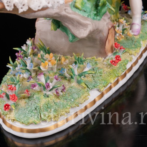 Девочки на качелях, кружевная, Sitzendorf, Германия, сер. 20 в