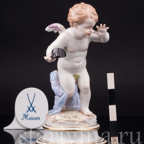 Фарфоровая статуэтка Купид с театральной маской, Meissen, Германия, кон. 19 - нач. 20 вв.