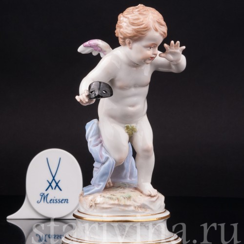 Фарфоровая статуэтка Купид с театральной маской, Meissen, Германия, кон. 19 - нач. 20 вв.