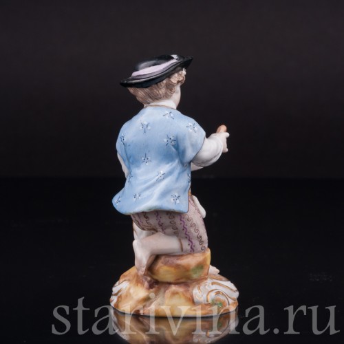 Фигурка из фарфора Мальчик, играющий с собакой, миниатюра, Richard Eckert & Co, Германия, 1906-08 гг.
