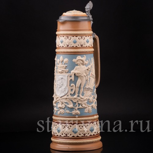 Старинный пивной Кувшин с гербом, 3.3 л, Villeroy & Boch, Германия, 1895 г.