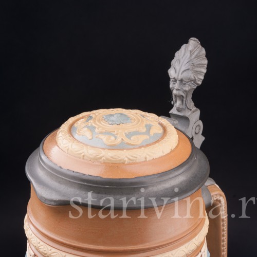 Старинный пивной Кувшин с гербом, 3.3 л, Villeroy & Boch, Германия, 1895 г.